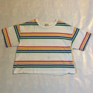Forever 21 Retro Rainbow Cropped Oversized Shirt
